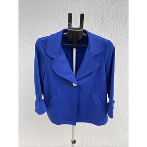 Susan Graver Ladies Blue Swing Jacket cuff sleeves pockets‎ button accents